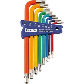 Forum Juego De Llaves Acodados Torx - Cabeza Esf&eacute;rica, Barnizado, Cantidad : 8 Unidades, Contenido T 9 T 10 T 15 T 20 T 25 T 27 T 30 T 40