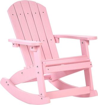 Beliani Silla Mecedora De Jard&iacute;n Infantil Para Ni&ntilde;os De Madera Pl&aacute;stica De Exterior Rosa Adirondack