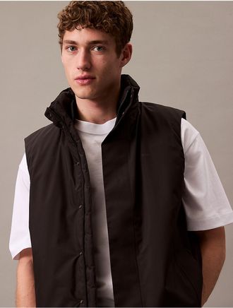 Calvin Klein Mens Tech Hooded Puffer Vest - Black - 2XL