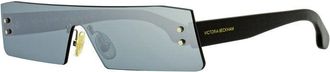 Victoria Beckham Sunglasses Rectangle Rimless, Black Frame And Solid Grey Silver Mirror Lens Vb241S001