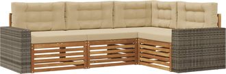 vidaXL Conjunto De Sof&aacute;s De Exterior 4 Uds. Natural Y Beige Poli&eacute;ster Vidaxl