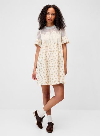 Twik Womens Mesh and flowers babydoll dress