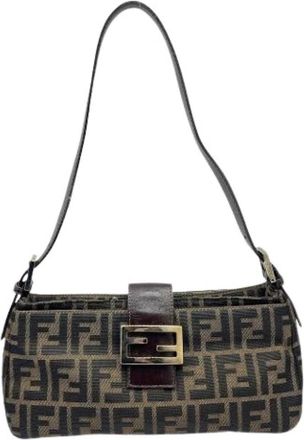 Fendi Pre-owned Zucca Schoudertas - Dames - Vintage Schoudertas - Bruin - ONE Size - Leer - Vintage