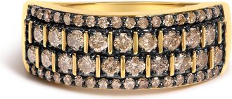 House of Brilliance 10K Yellow Gold Plated.925 Sterling Silver 3/4 cttw Champagne Diamond Band Ring