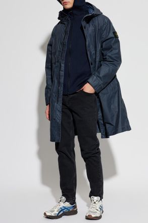 Stone Island Parka With Hood, Mens, Navy Blue