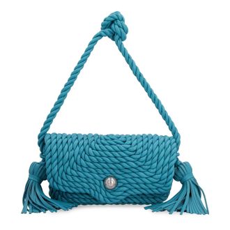 Bottega Veneta Tassen, Dames, Blauw, ONE Size, Leer, Franje Flap Leren Crossbody Tas