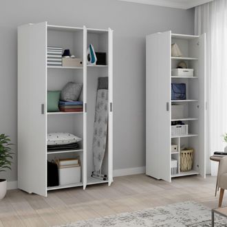 Dmora Armario Multiuso Grande Brumano, Modulable, 10 Estantes, 5 Puertas, 177x190h Cm Blanco