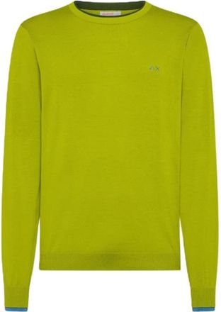 Sun 68 Trui met ronde hals - Heren - Ronde hals truien - Geel - 2XL - Katoen - Truien & Vesten