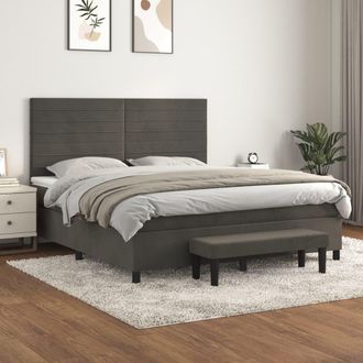 vidaXL Vidaxl - Cama Box Spring Con Colch&oacute;n Terciopelo Gris Oscuro 180x200 Cm