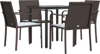 vidaXL Juego Comedor Jard&iacute;n 5 Piezas Y Cojines Rat&aacute;n Sint&eacute;tico Y Acero Vidaxl