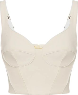 Elisabetta Franchi Elegante Blouse van Premium Stof - Dames - Tops zonder mouwen - Beige - L - Polyester - Tops