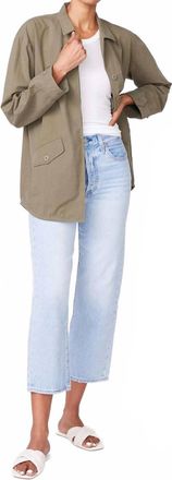 Monrow Womens Vintage Shirt Jacket Style In Military Green