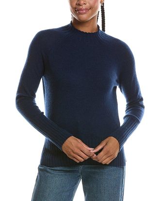 Fort&eacute; Cashmere Basic Trim Low Funnel 100% Cashmere Pullover