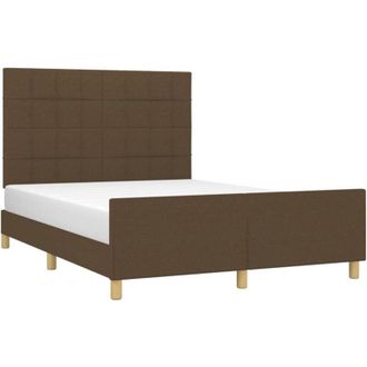 vidaXL Cama Sin Colch&oacute;n Tela Marr&oacute;n Oscuro 140x200 Cm Vidaxl