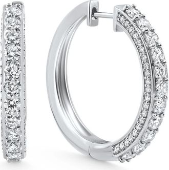 Pompeii3 3.50Ct Pave Diamond Hoops 14k Gold Lab Grown Womens Earrings 1.25 Tall