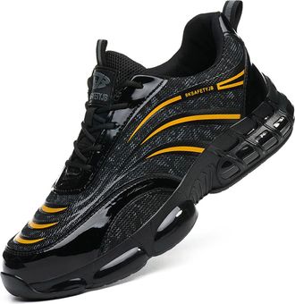 Generic Mens Gym Trainers - Mens Breathable Low Top Lace Up Sneakers Non Slip Lightweight Work Casual Sports Mesh Shoes for Comfortable Fashion Yellow