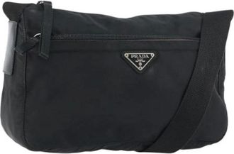 Prada Pre-owned Cross Body Bags, female, Black, Size: ONE SIZE Pre-owned Nylon Cross Body Bag