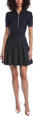 Oscar De La Renta Collared Zip Wool-Blend Day Dress