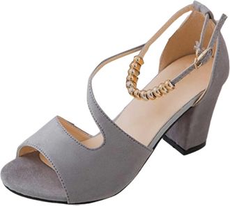 Generic Low Heels for Women Heel High Heel Sandals Court Heels Size 5 (Grey, 5.5)