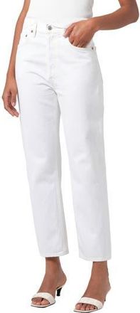 A Gold E 90s Pinch Waist High Waist Crop Straight Leg Jeans in Marshmallow (Clean White) at Nordstrom Rack, Size 23