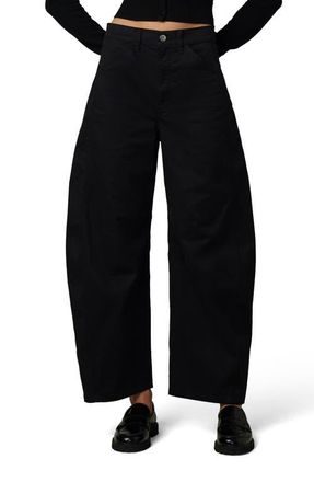 Joe's The Bowie High Waist Ankle Barrel Twill Pants in Black at Nordstrom, Size 24