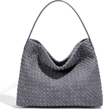 Generic Womens Woven PU Tote Bag, Slouchy Frosted Shoulder Bag, Adjustable Shoulder Strap, Applies to Daily Matching, Casual Outings and Urban Walks (Warm ash