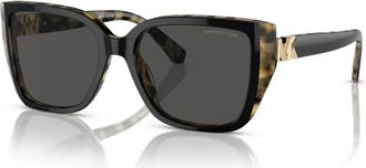 Michael Kors Rechthoekige zonnebril in zwart en grijs - Dames - Zonnebrillen - Zwart - 55 MM - Accessoires