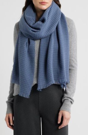 Vince Check Cashmere & Wool Scarf in Azul at Nordstrom
