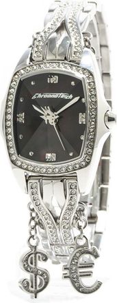 Chronotech Womens 7008ls15mac Crystal Charm Watch - Silver Silver Steel - One Size