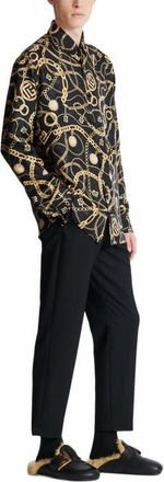 Balmain Printed Silk Shirt With Chaînes Pattern in Multicolor at Nordstrom, Size 39 Eu