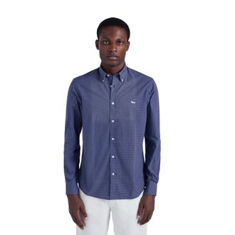 Harmont & Blaine Micro-print Katoenen Overhemd - Heren - Casual Overhemden - Blauw - L - Katoen - Overhemden