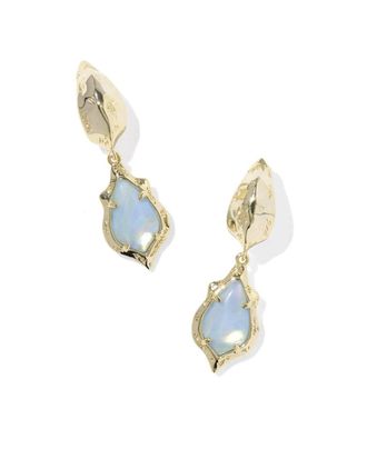 Kendra Scott Womens Adriana Scallop Frame Huggie Earrings In Gold / Sky Blue Iridescent Abalone