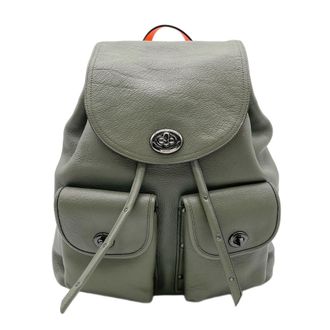 Coach Khaki Orange Leather Backpack (Pre-Owned)