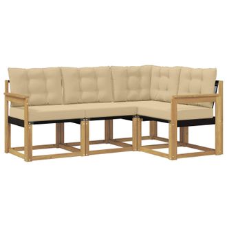 vidaXL Conjunto De Sof&aacute;s De Exterior Con Coj&iacute;n 4 Pcs Y Beige Vidaxl