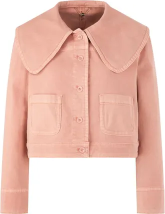 Marc Cain Denim Jacket met Oversized Kraag - Dames - Spijkerjassen - Roze - M - Denim - Jassen