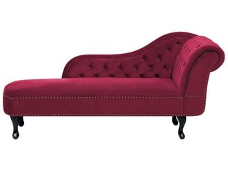Beliani Chaise longue derecho Terciopelo Rojo oscuro