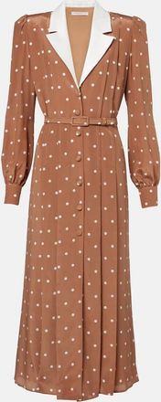 Alessandra Rich Abito chemisier in raso di seta a pois