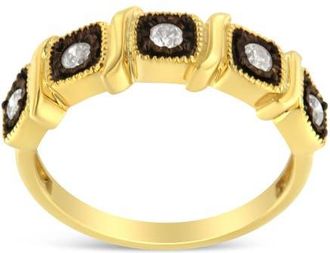 House of Brilliance 10K Yellow Gold Over Silver Miracle-Set 1/4 Cttw Diamond 5-Stone Ring Band at Nordstrom, Size 6