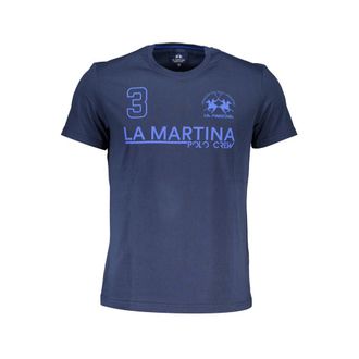 La Martina La Martina Blauw Katoenen Heren T-Shirt