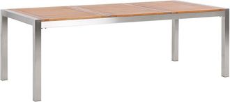 Beliani Mesa De Comedor De Jard&iacute;n Con Tablero De Madera De Eucalipto Patas De Acero Para 8 Personas 220 X 100 Cm Grosseto