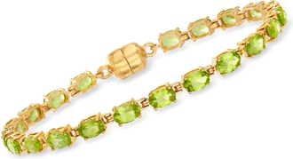 Ross-Simons Peridot Tennis Bracelet in 18kt Gold Over Sterling With Magnetic Clasp