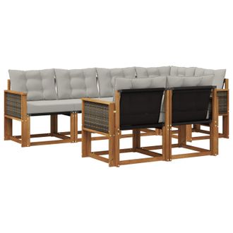 vidaXL Conjunto De Sof&aacute;s De Exterior 7 Pcs Natural Y Gris Claro Vidaxl