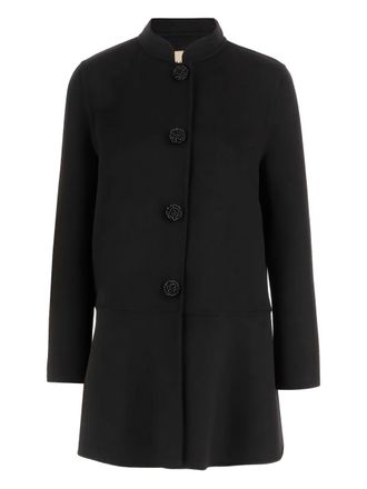 Valentino Garavani button wool coat - women - Virgin Wool/Cashmere - 42 - Black