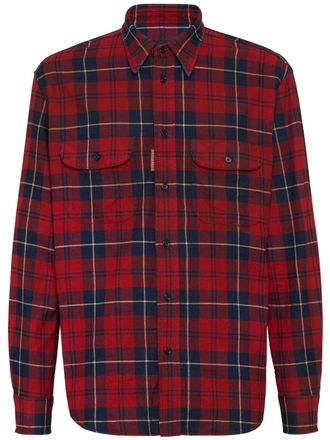 Dsquared2 Canadian Vintage Red/Navy Plaid Cotton Shirt