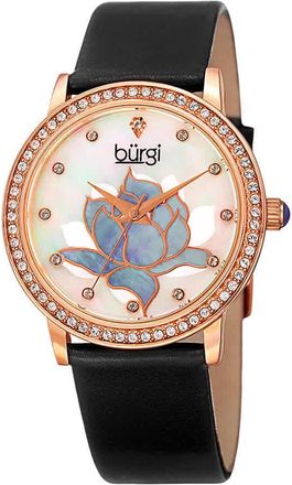 B&uuml;rgi Mother 0f Pearl Dial Black Leather Ladies Watch BUR159BKR