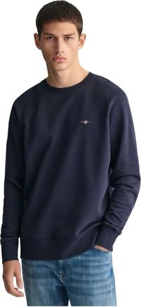 GANT Geborduurde Crewneck Sweatshirt - Heren - Sweatshirts - Blauw - 2XL - Katoen - Hoodies & sweatvesten