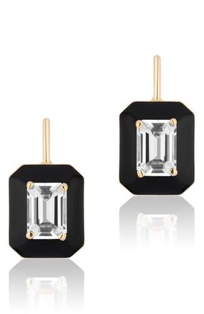 Goshwara Queen Emerald Cut Lever-Back Earrings in Black/clear at Nordstrom