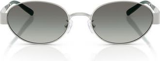 Tory Burch 54mm Oval Sunglasses in Silver /Grey Gradient at Nordstrom