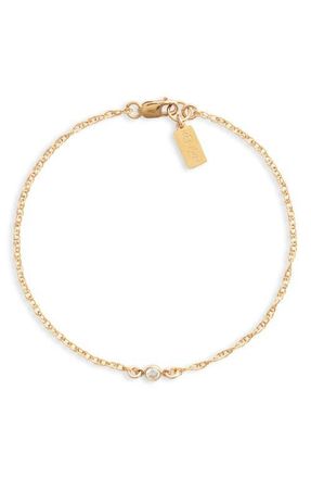 Set & Stones Cubic Zirconia Birthstone Pendant Bracelet in Gold /April at Nordstrom