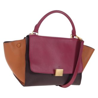 Celine Tricolor Trapeze Leather Burgundy Leather Handbag (Pre-Owned)